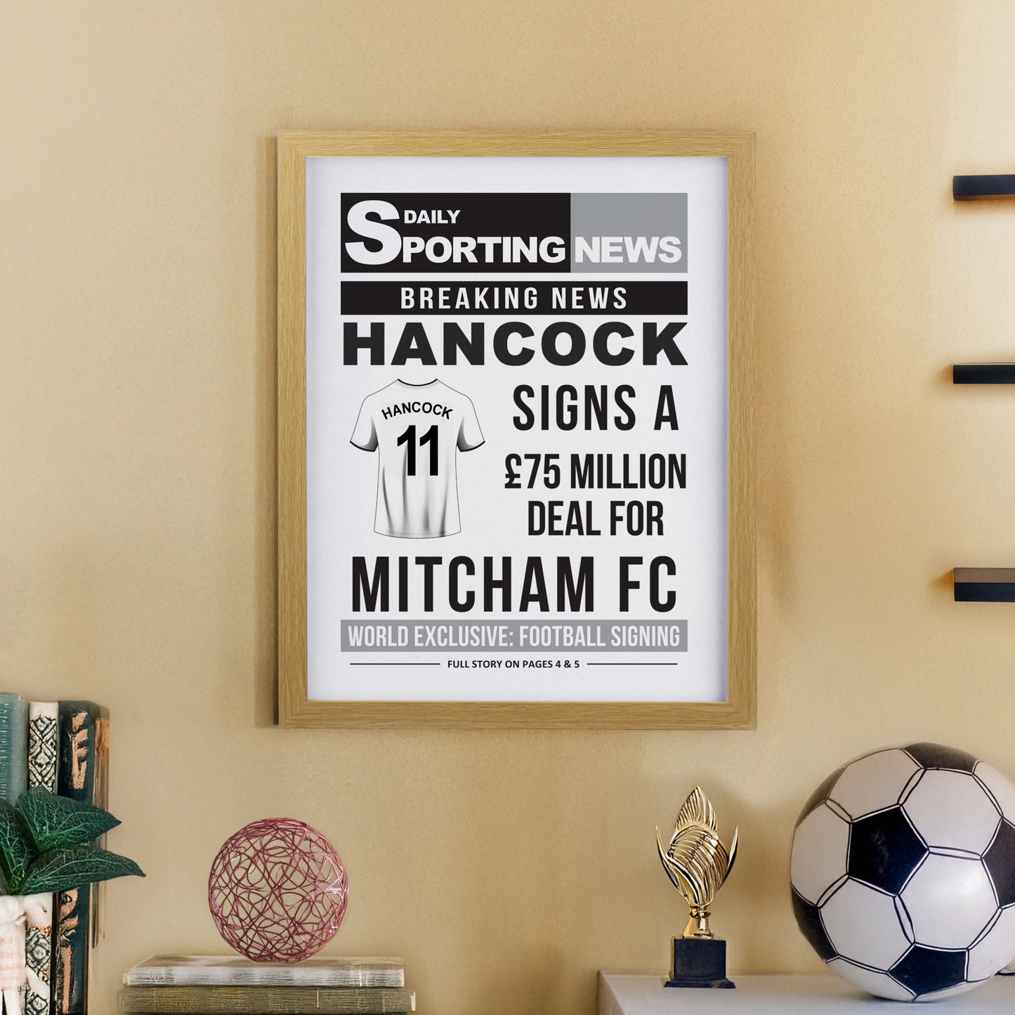 Personalised Football News Oak Poster Frame - image 8