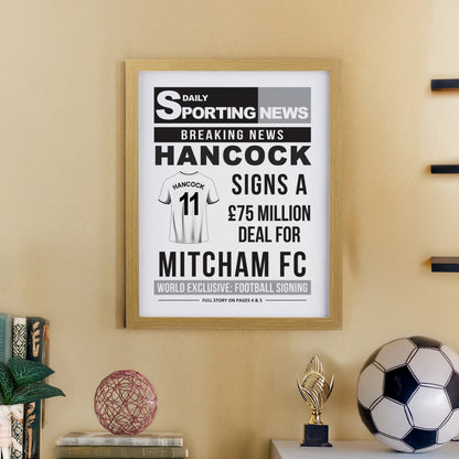 Personalised Football News Oak Poster Frame - image 8