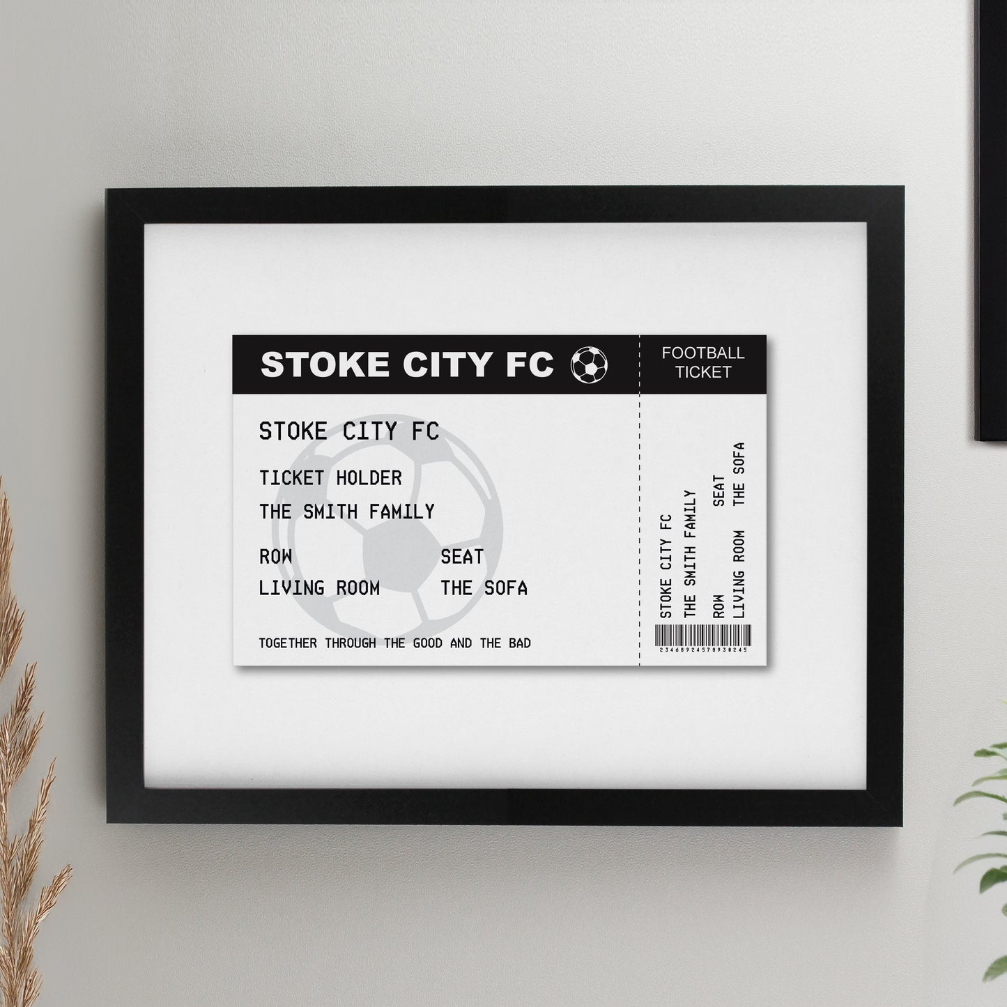 Personalised Football Ticket Black Poster Frame from Heartfelt Gifts