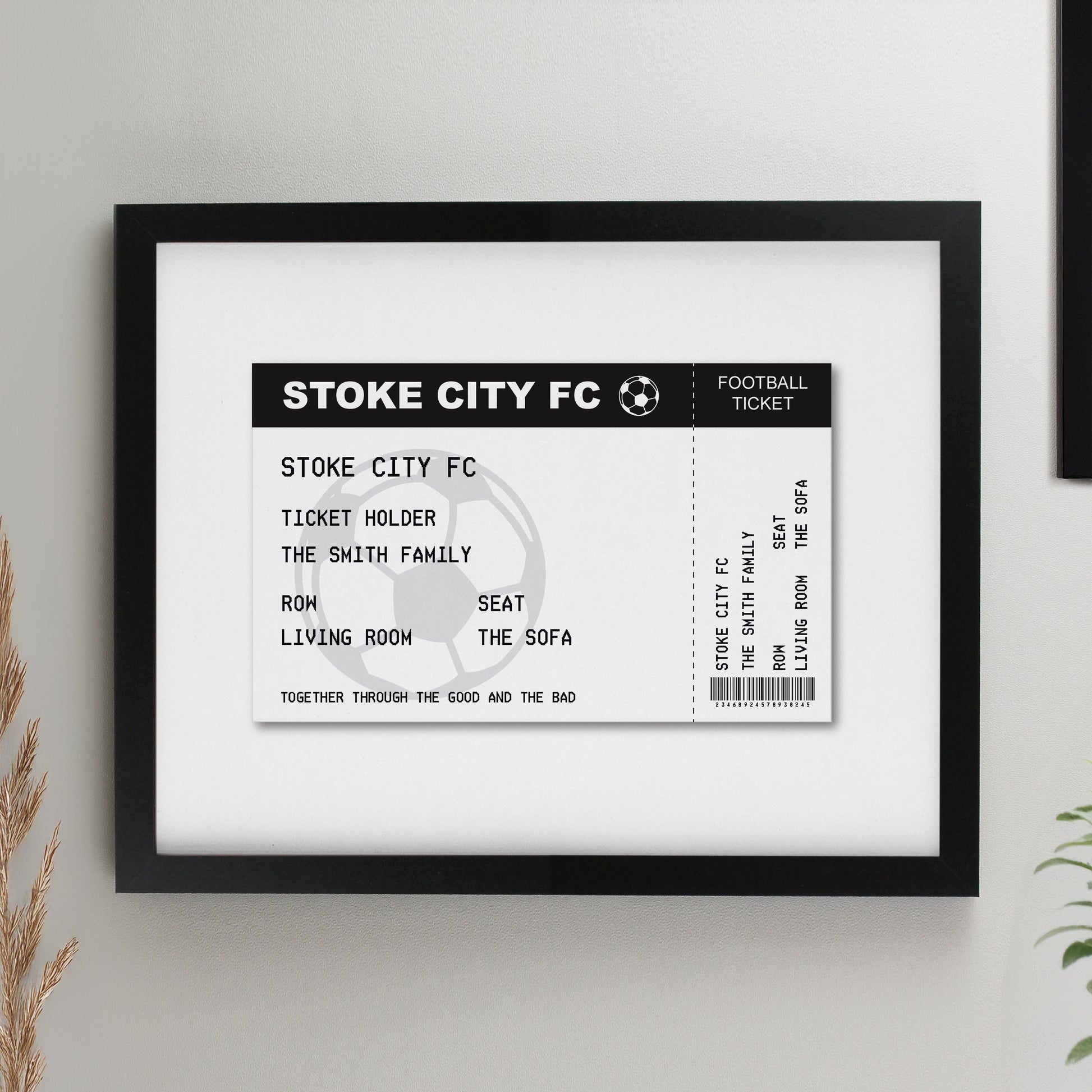Personalised Football Ticket Black Poster Frame from Heartfelt Gifts