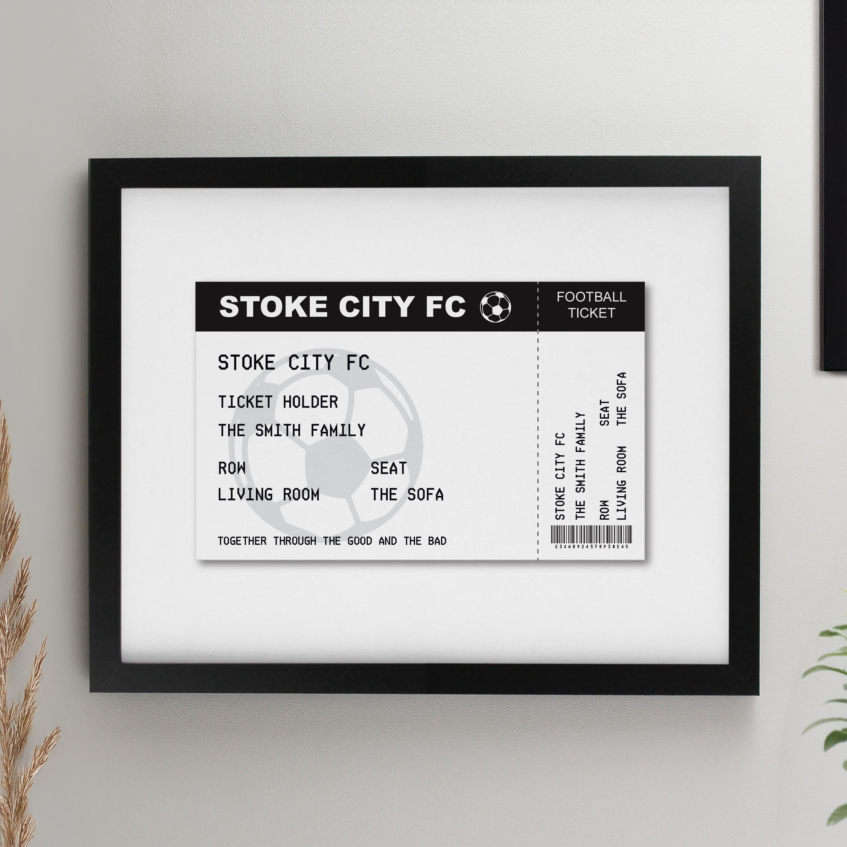 Personalised Football Ticket Black Poster Frame from Heartfelt Gifts