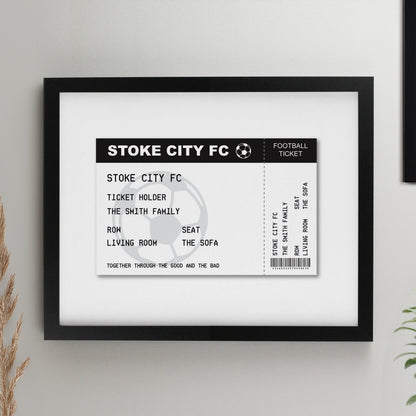 Personalised Football Ticket Black Poster Frame from Heartfelt Gifts