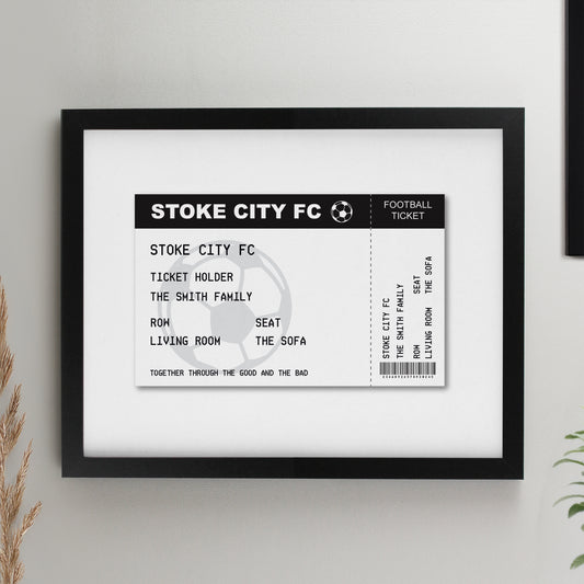 Personalised Football Ticket Black Poster Frame from Heartfelt Gifts