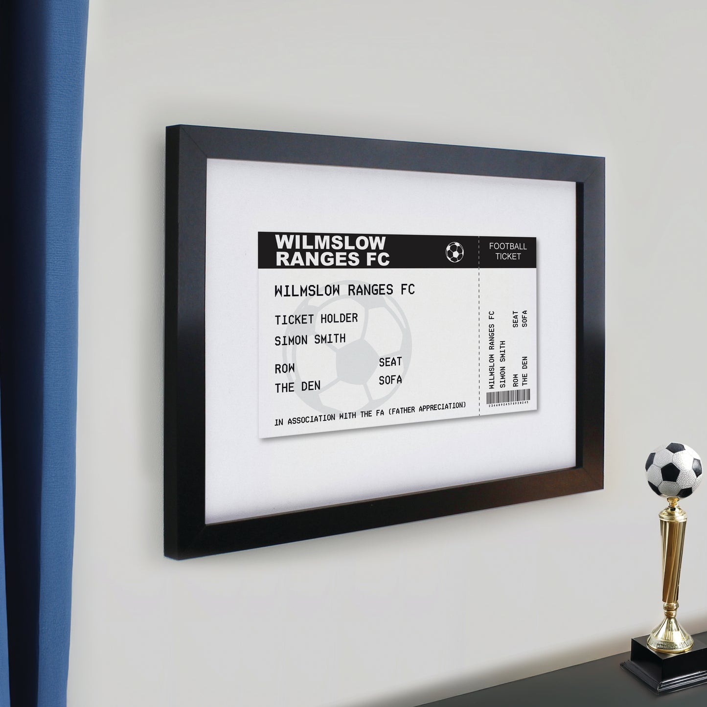 Personalised Football Ticket Black Poster Frame - image 2