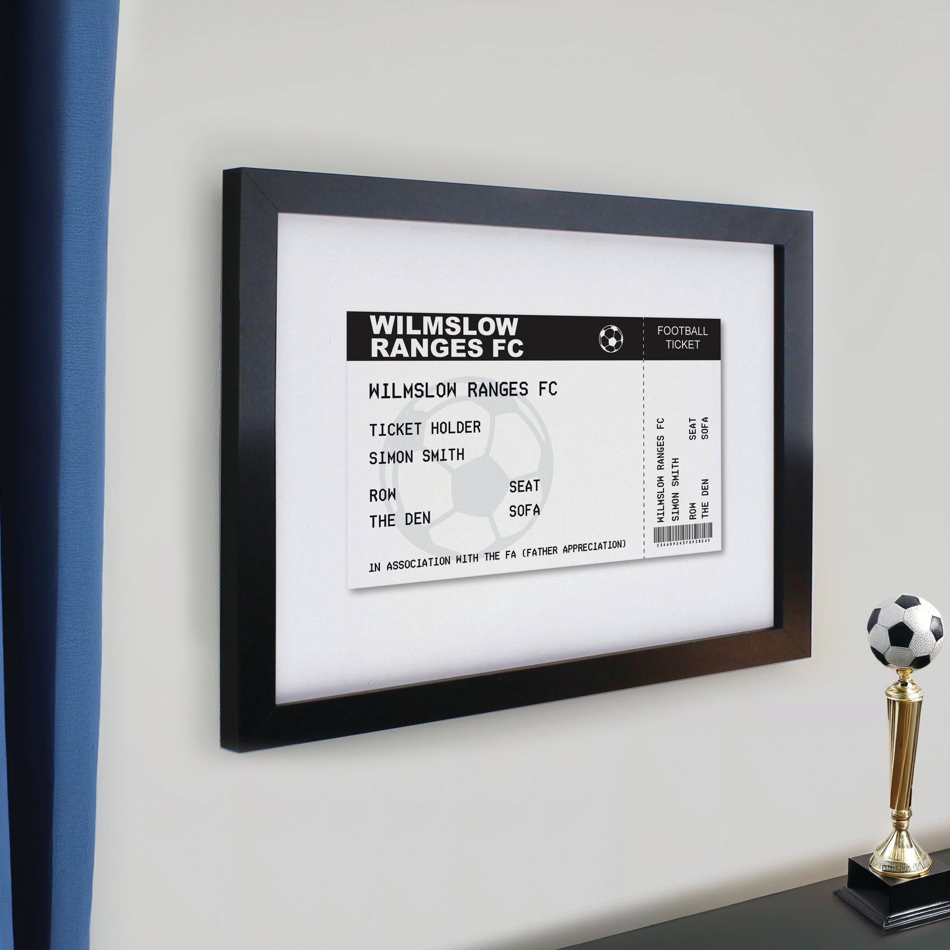 Personalised Football Ticket Black Poster Frame - image 2