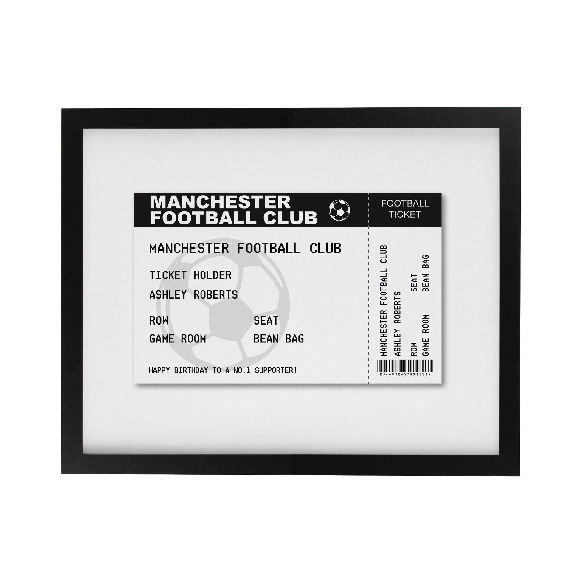 Personalised Football Ticket Black Poster Frame - image 3