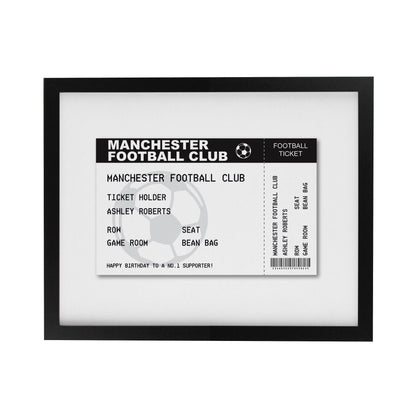 Personalised Football Ticket Black Poster Frame - image 3