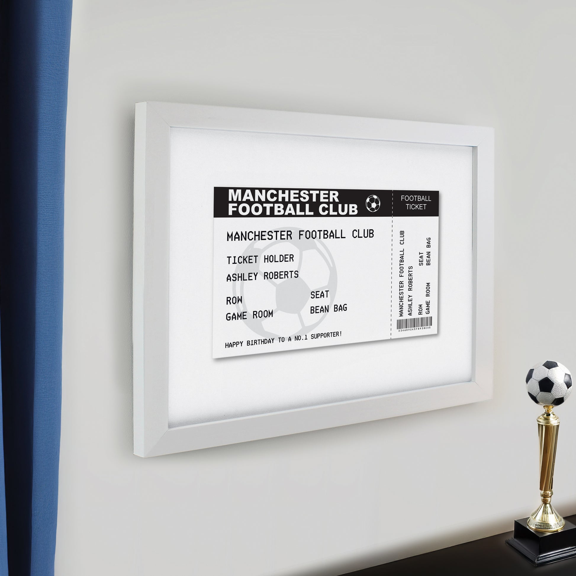 Personalised Football Ticket White poster Frame - image 2
