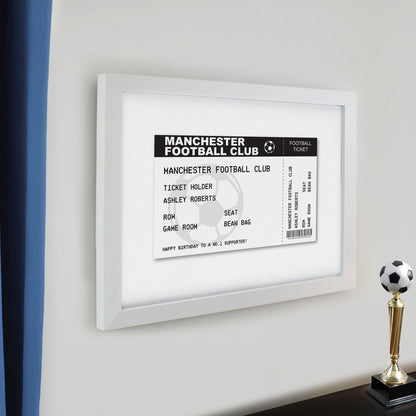 Personalised Football Ticket White poster Frame - image 2