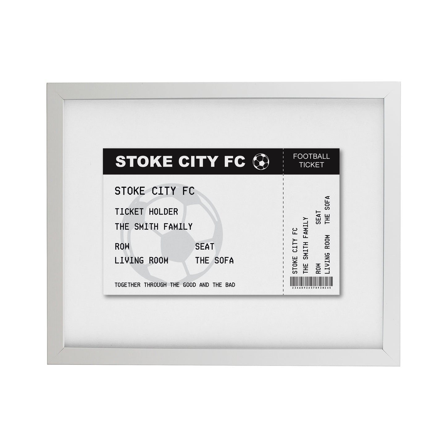 Personalised Football Ticket White poster Frame - image 3