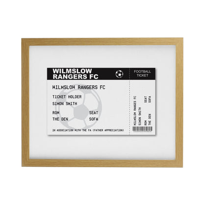 Personalised Football Ticket Oak Poster Frame - image 3