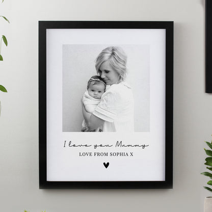 Personalised Heart Photo Upload Black Poster Frame from Heartfelt Gifts