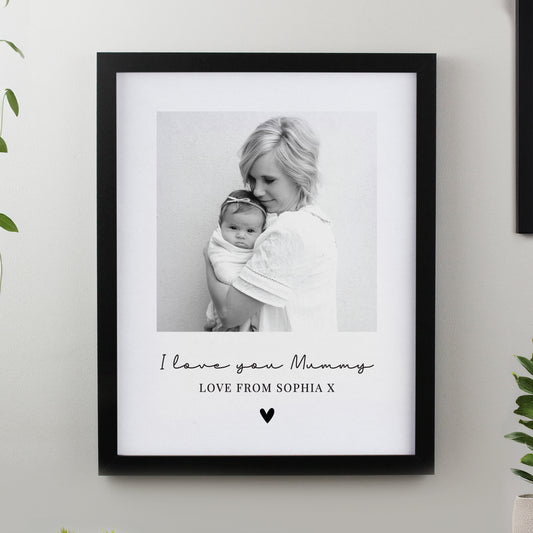 Personalised Heart Photo Upload Black Poster Frame from Heartfelt Gifts