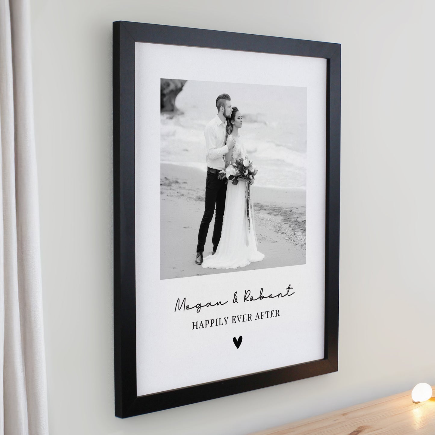 Personalised Heart Photo Upload Black Poster Frame - image 2