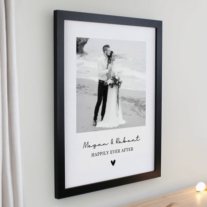 Personalised Heart Photo Upload Black Poster Frame - image 2