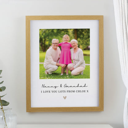 Personalised Heart Photo Upload Oak Poster Frame from Heartfelt Gifts
