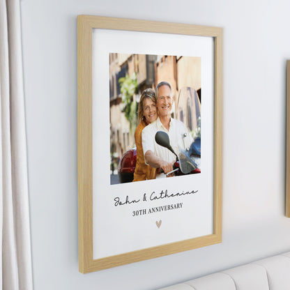 Personalised Heart Photo Upload Oak Poster Frame - image 2