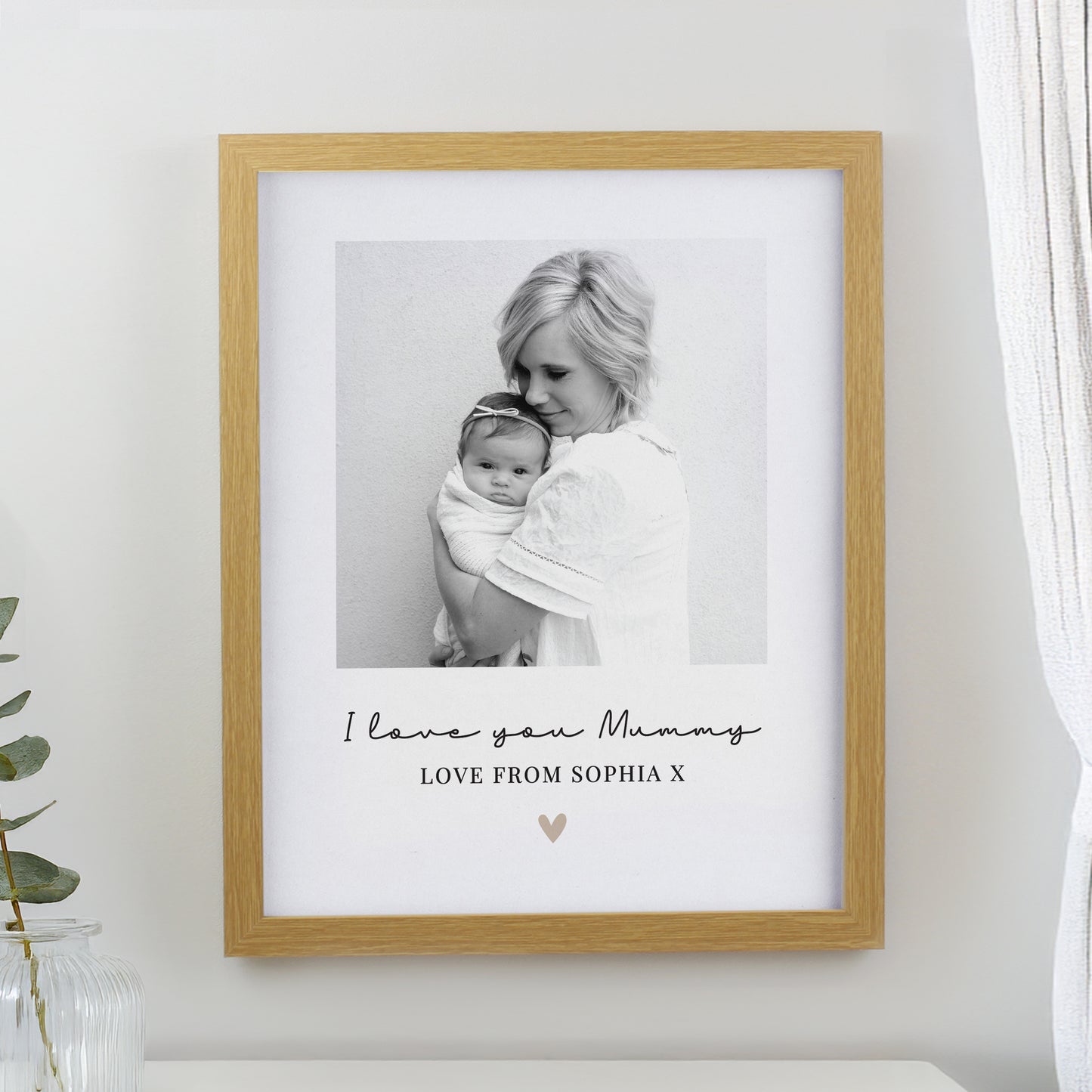 Personalised Heart Photo Upload Oak Poster Frame - image 3