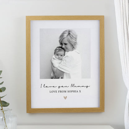 Personalised Heart Photo Upload Oak Poster Frame - image 3