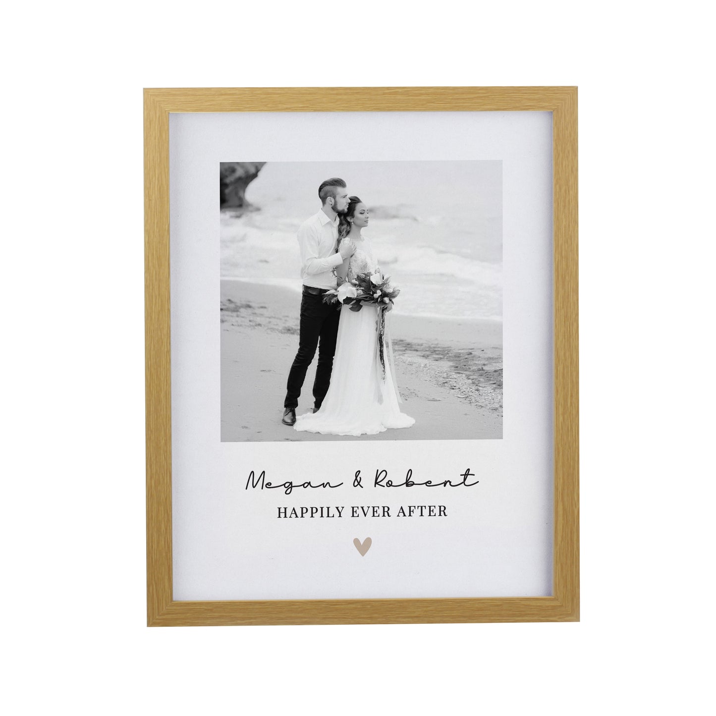 Personalised Heart Photo Upload Oak Poster Frame - image 4