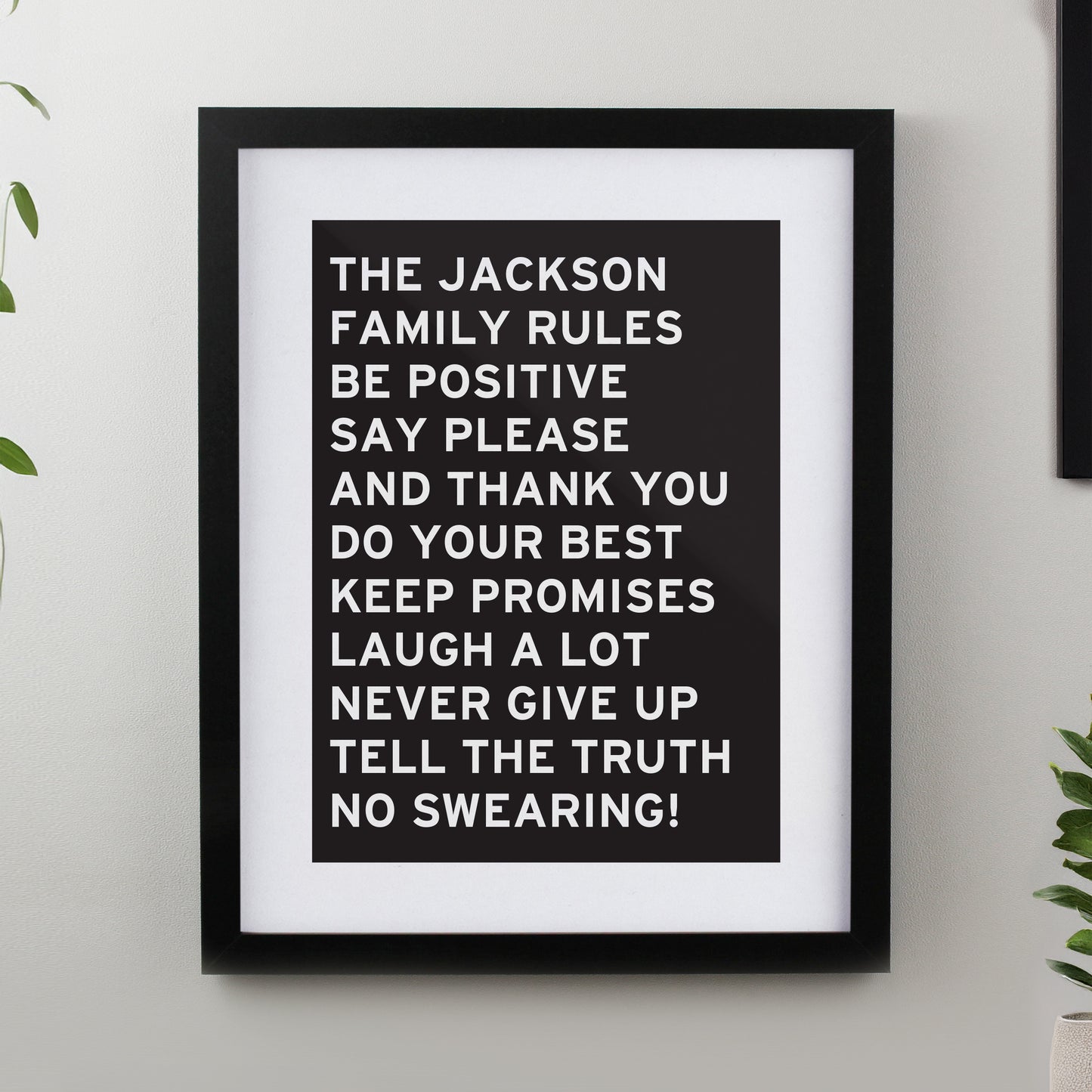 Personalised Typography Black Poster Frame from Heartfelt Gifts