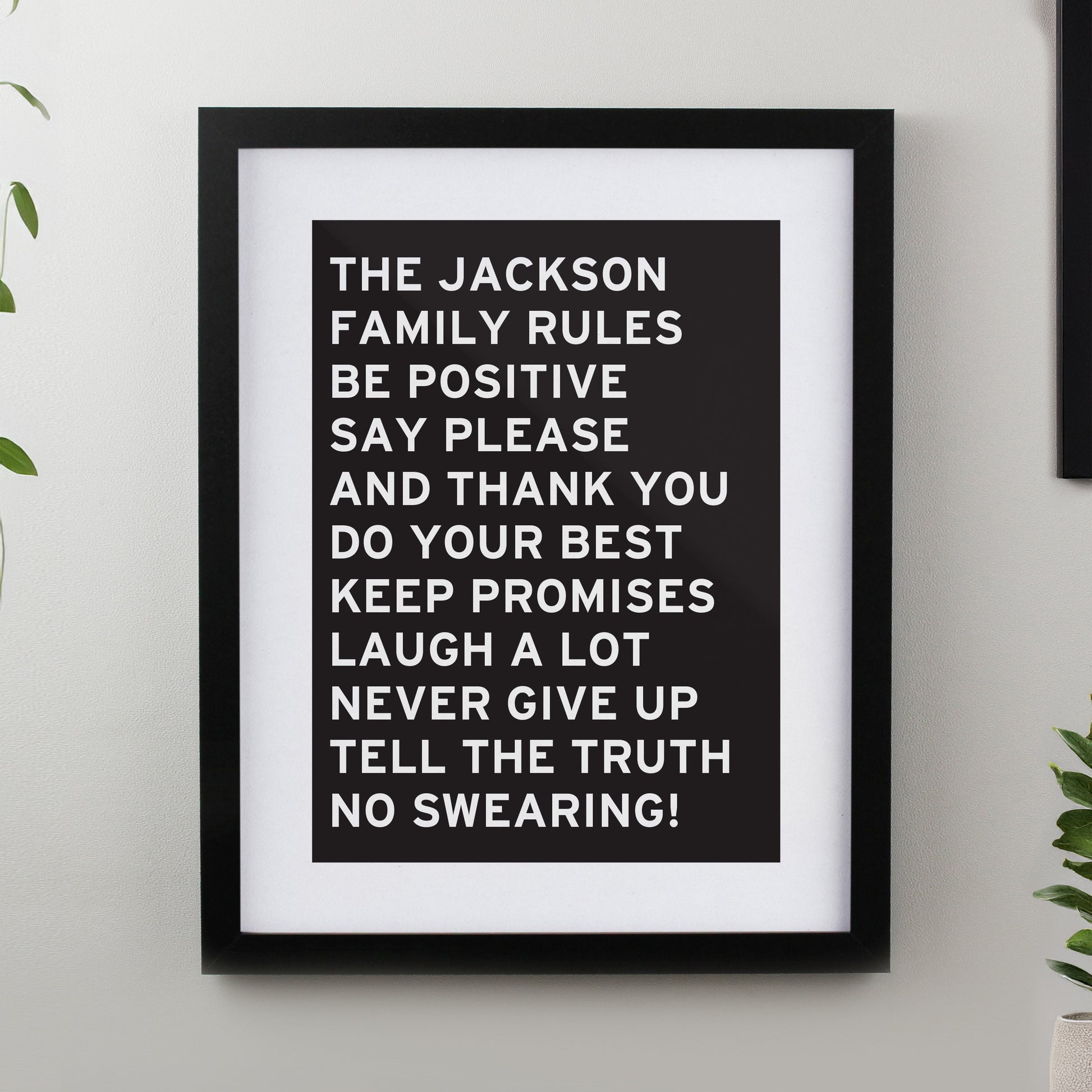 Personalised Typography Black Poster Frame from Heartfelt Gifts