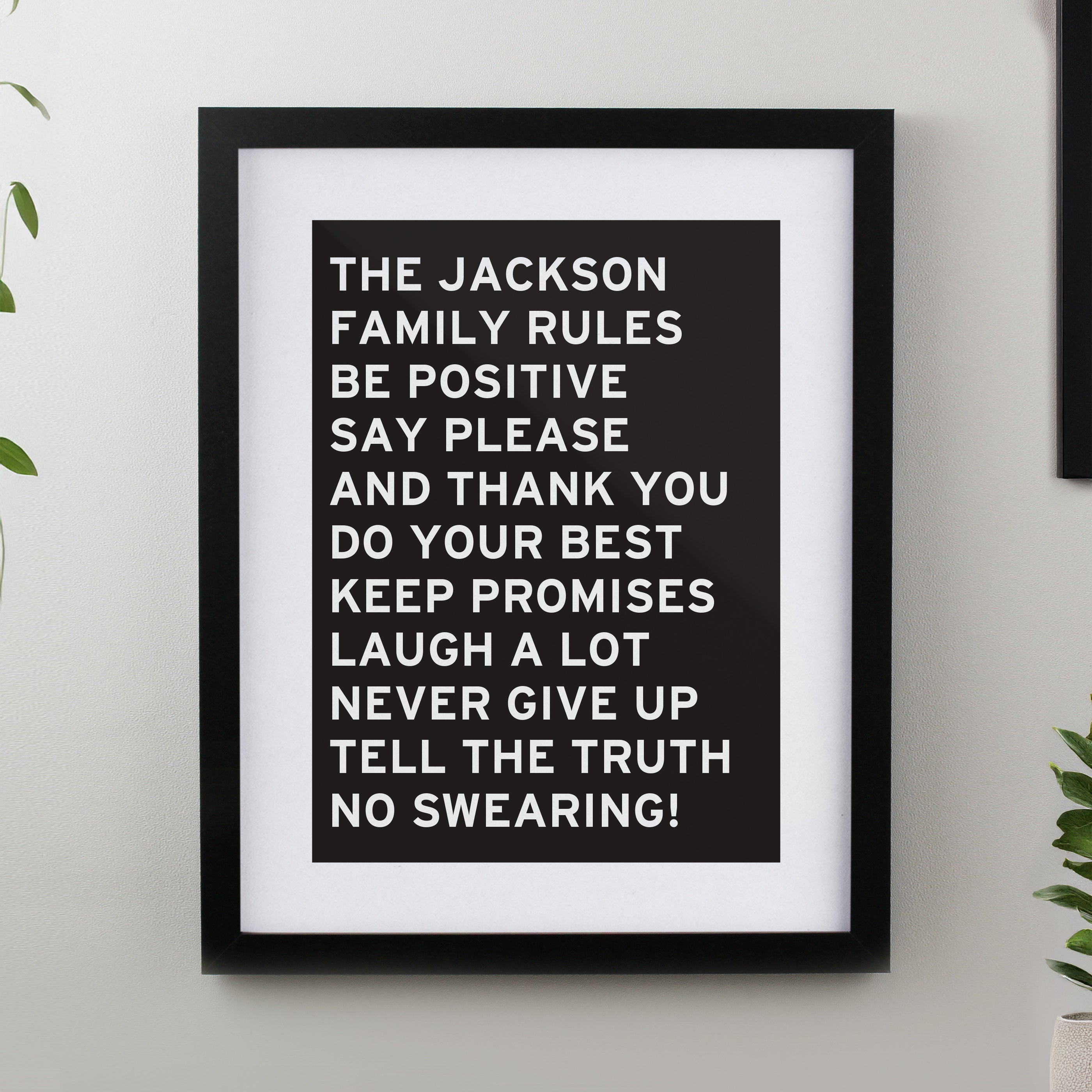 Personalised Typography Black Poster Frame from Heartfelt Gifts