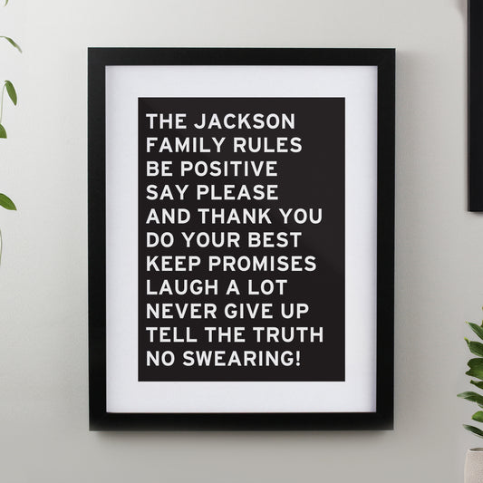 Personalised Typography Black Poster Frame from Heartfelt Gifts