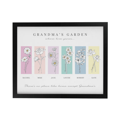 Personalised Birth Flower Family of 6 Black Framed Print - image 3