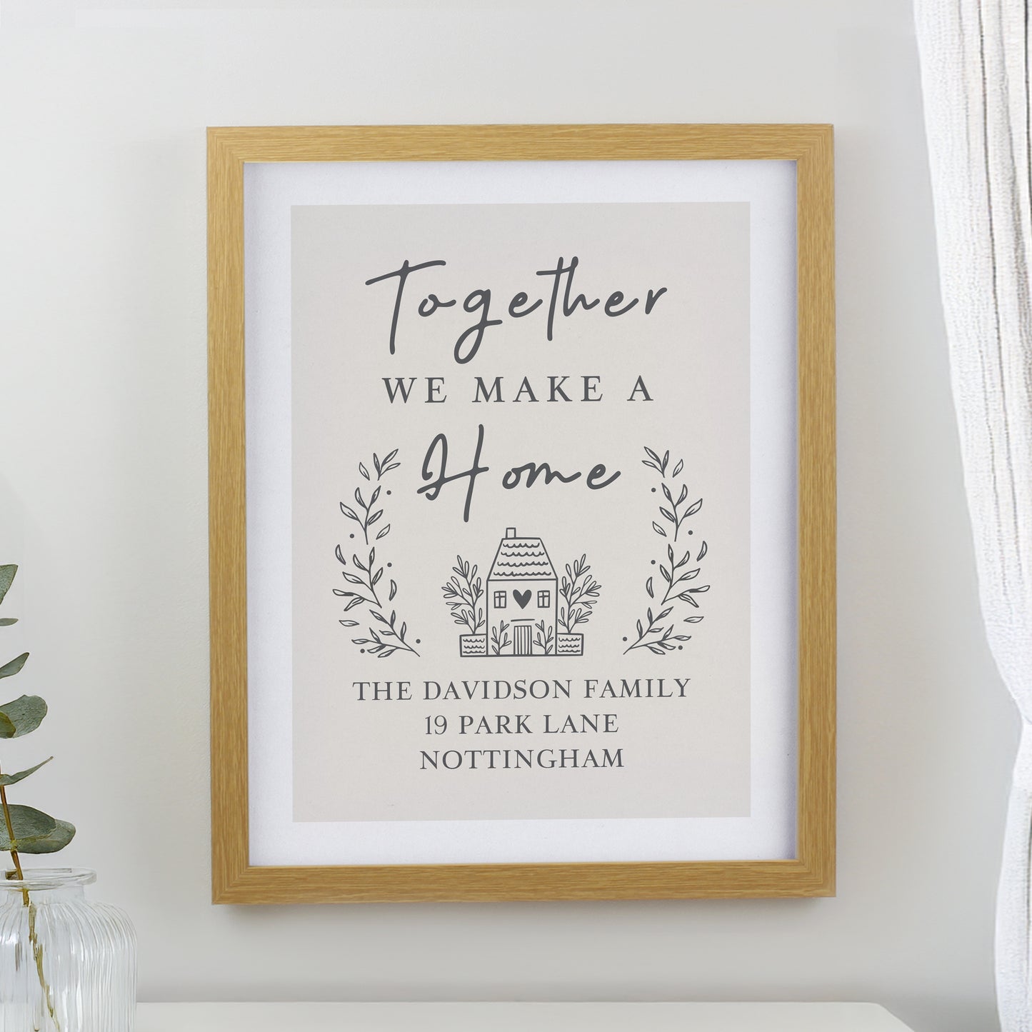 Personalised Home Oak Poster Frame from Heartfelt Gifts