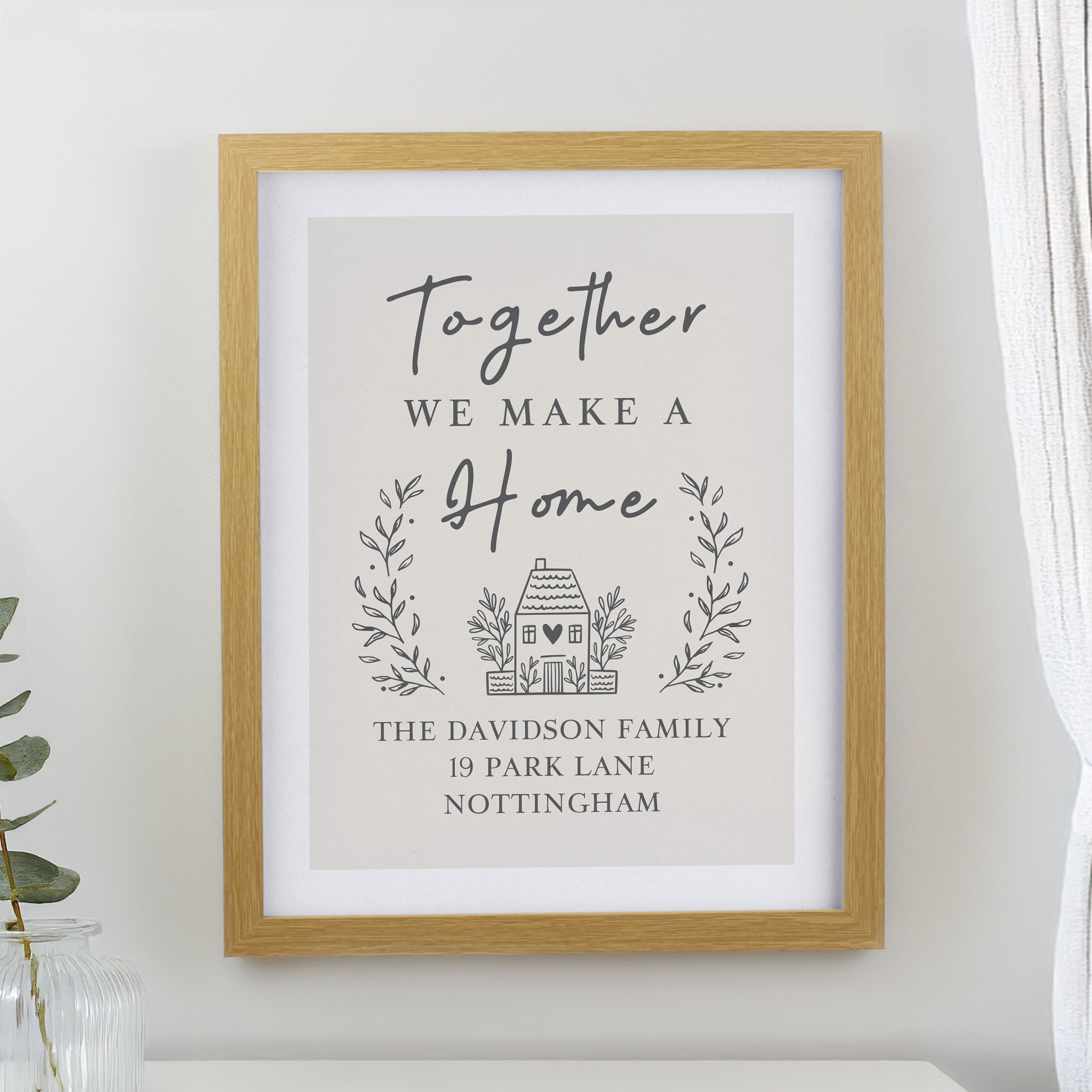 Personalised Home Oak Poster Frame from Heartfelt Gifts