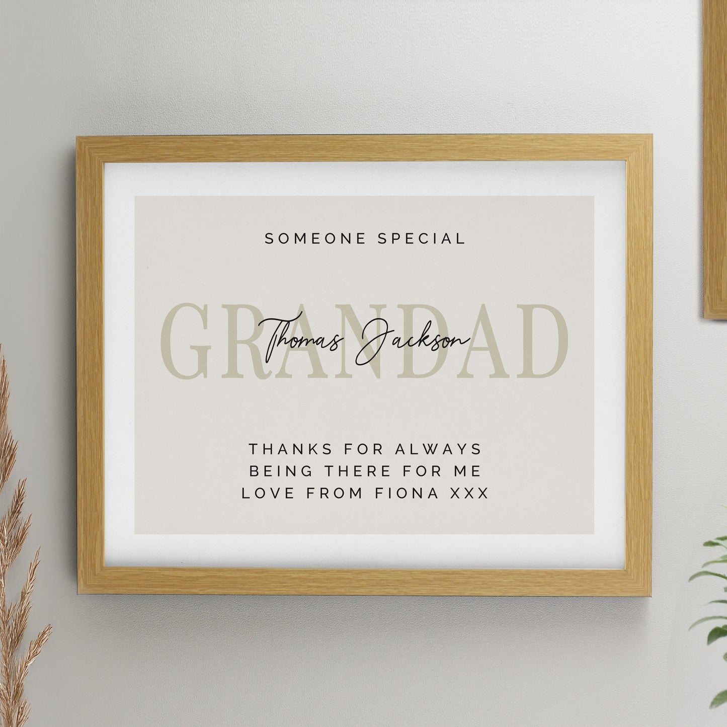 Personalised Free Text Oak Poster Frame from Heartfelt Gifts