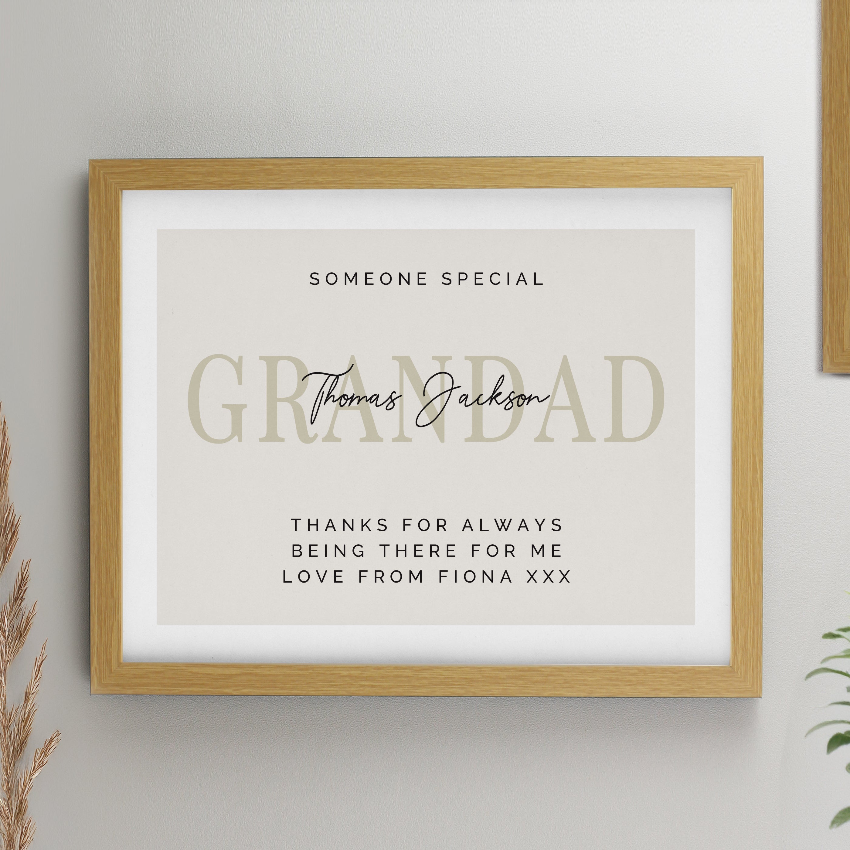 Personalised Free Text Oak Poster Frame from Heartfelt Gifts