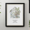 Personalised Present Day Map Home Black Poster Frame from Heartfelt Gifts