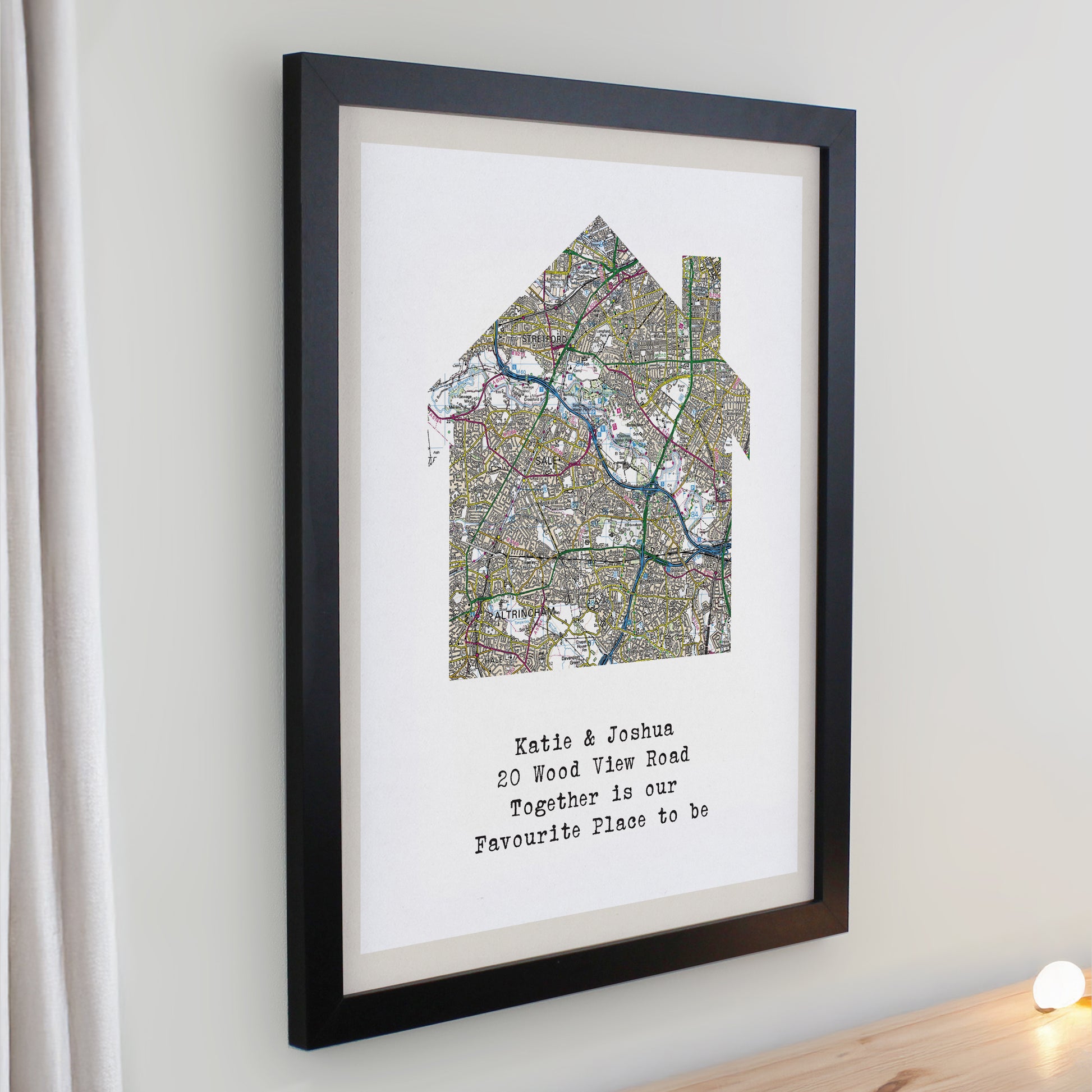 Personalised Present Day Map Home Black Poster Frame - image 2
