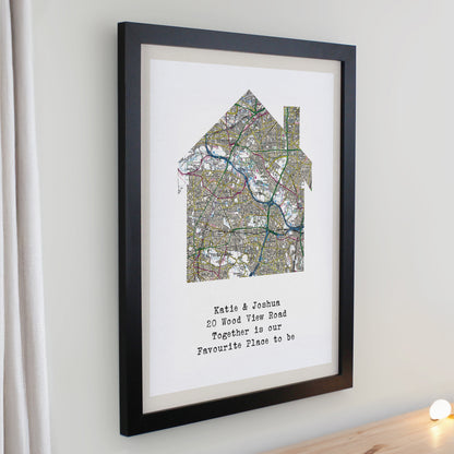 Personalised Present Day Map Home Black Poster Frame - image 2