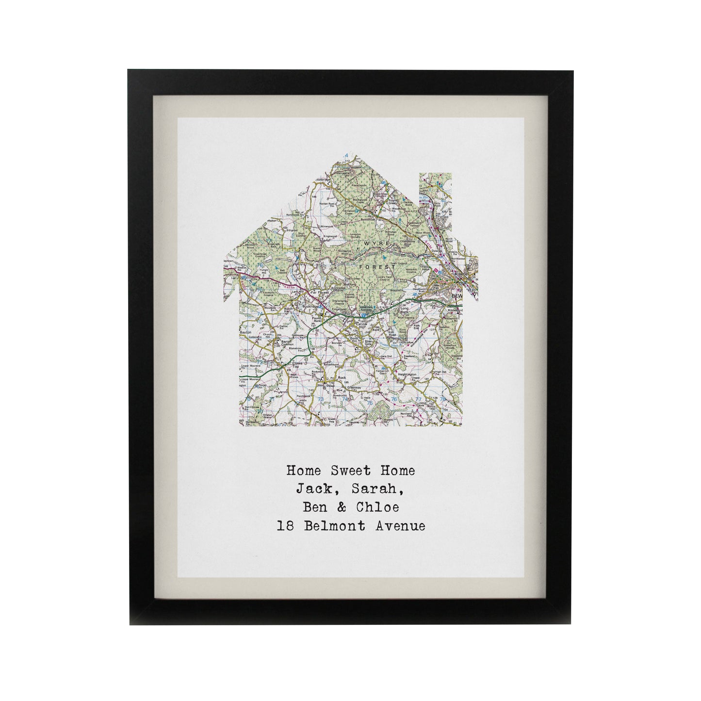 Personalised Present Day Map Home Black Poster Frame - image 3