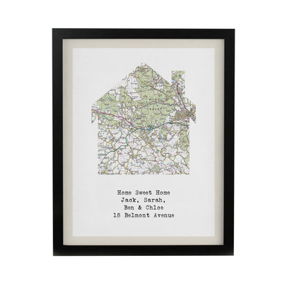 Personalised Present Day Map Home Black Poster Frame - image 3