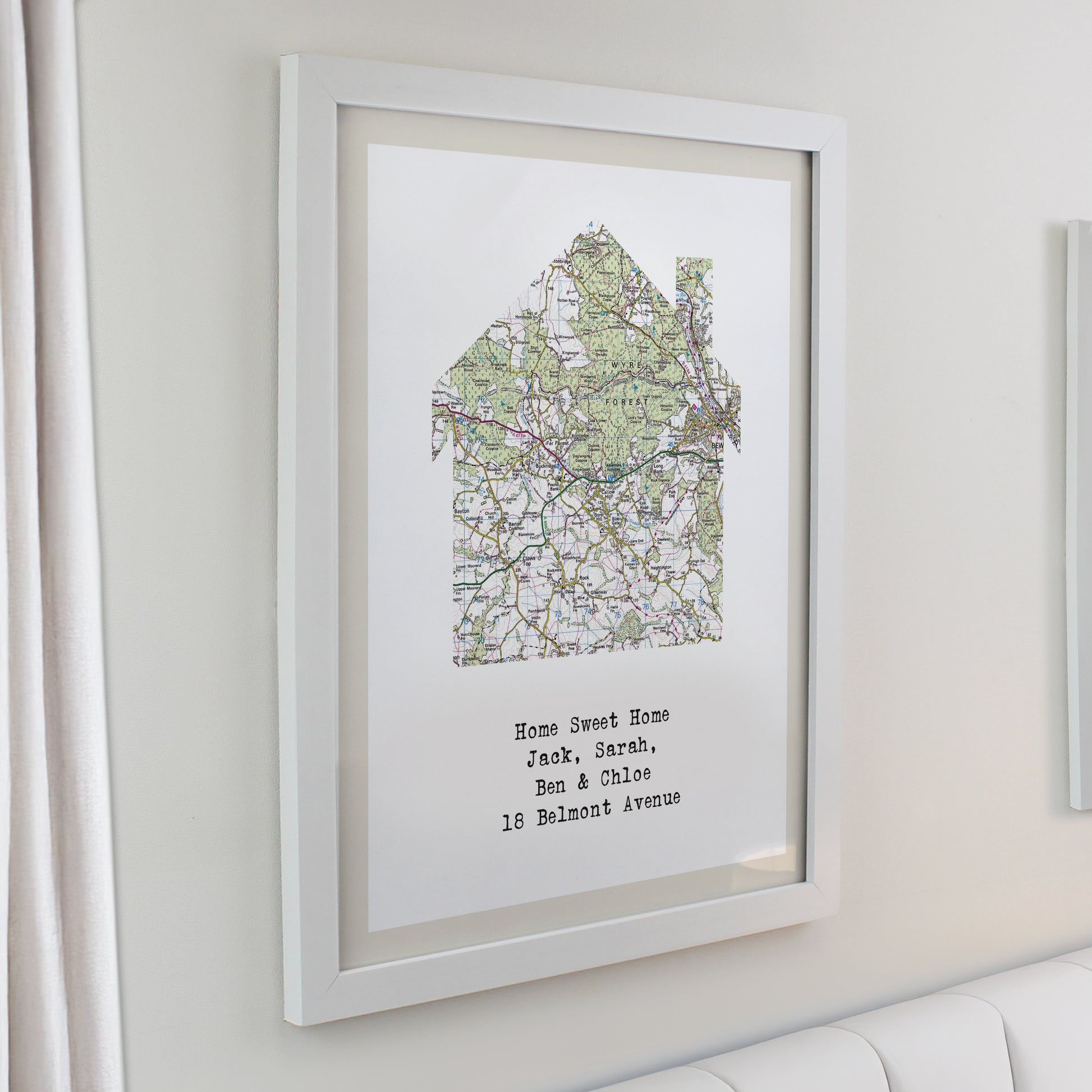 Personalised Present Day Map Home White Poster Frame - image 2