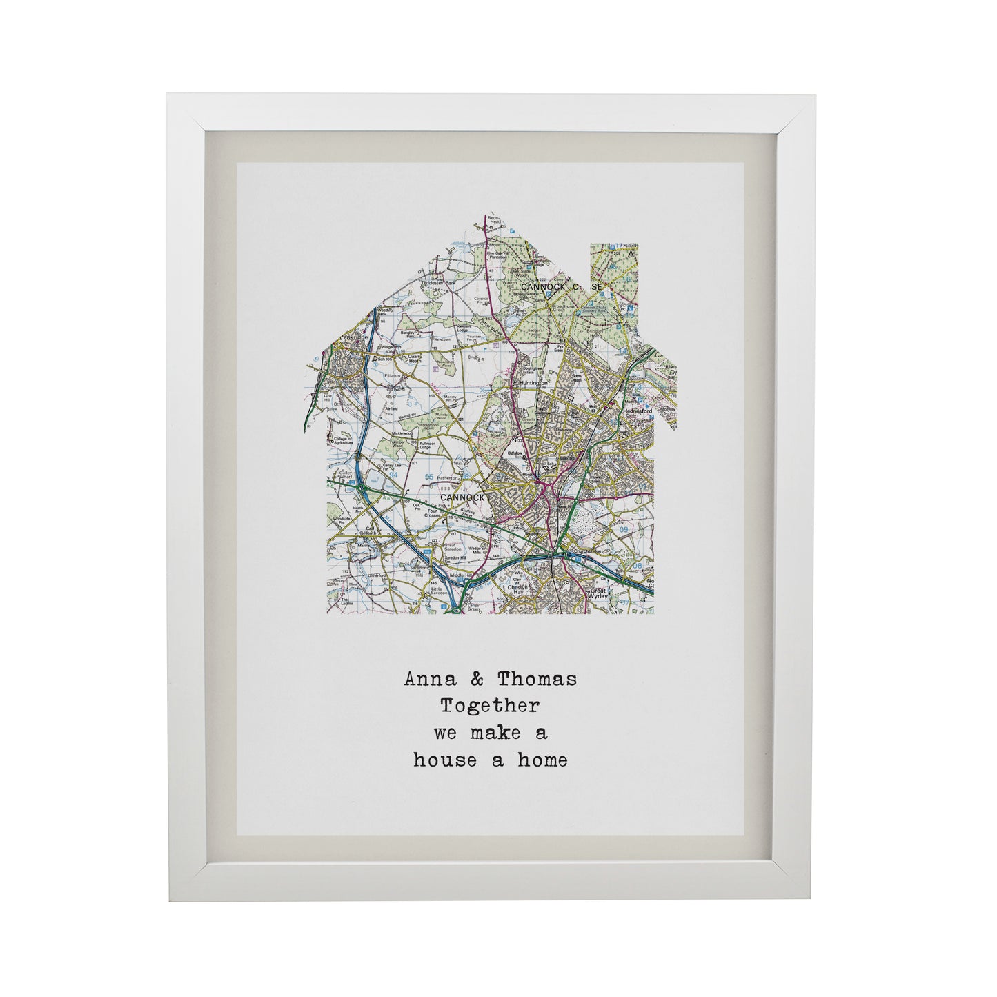 Personalised Present Day Map Home White Poster Frame - image 3