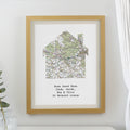 Personalised Present Day Map Home Oak Poster Frame from Heartfelt Gifts