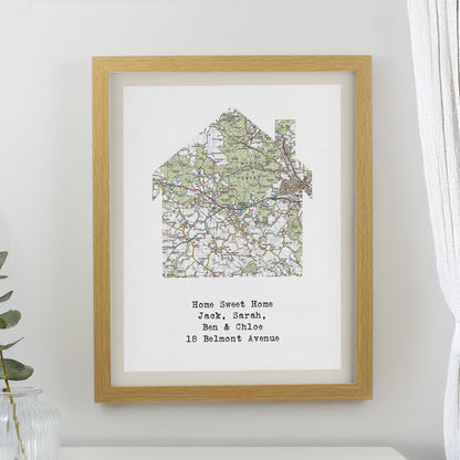 Personalised Present Day Map Home Oak Poster Frame from Heartfelt Gifts