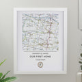 Personalised Present Day Map Compass White Poster Frame from Heartfelt Gifts