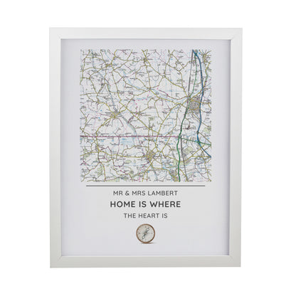 Personalised Present Day Map Compass White Poster Frame - image 3