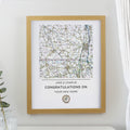 Personalised Present Day Map Compass Oak Poster Frame from Heartfelt Gifts