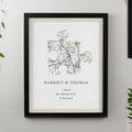 Personalised Present Day Map Puzzle Piece Black Poster Frame from Heartfelt Gifts