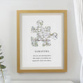 Personalised Present Day Map Puzzle Piece Oak Poster Frame from Heartfelt Gifts