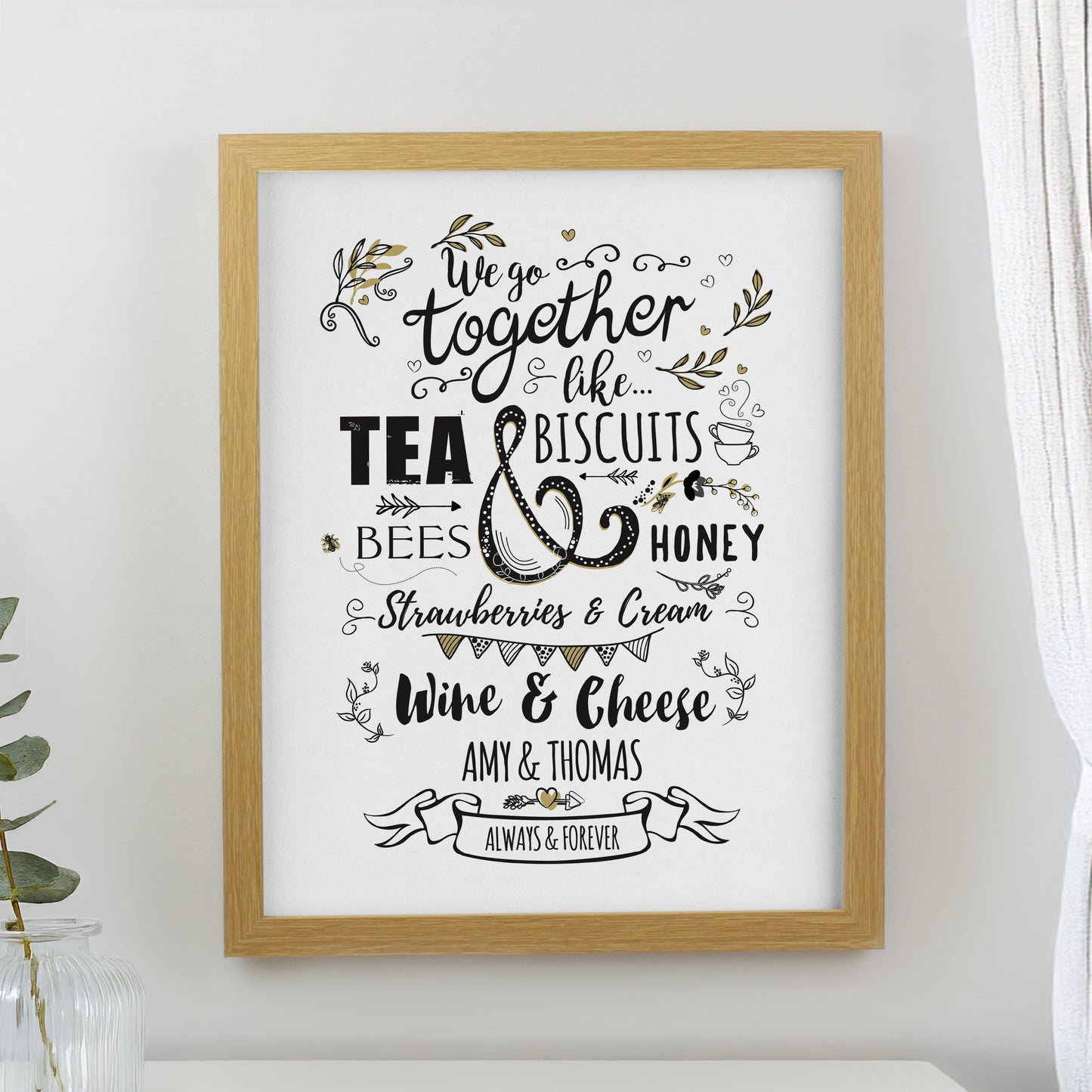 Personalised We go Together Oak Poster Frame from Heartfelt Gifts
