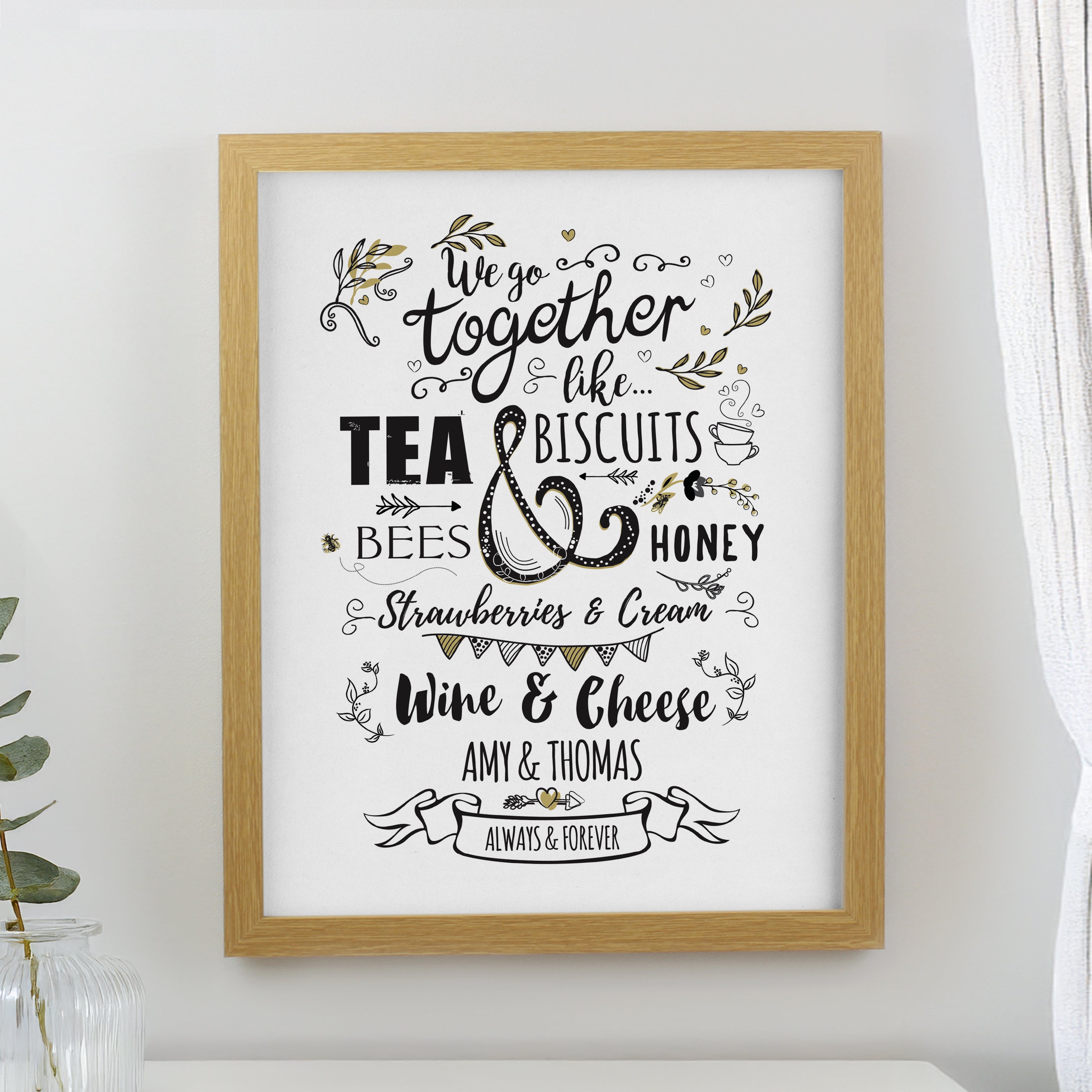 Personalised We go Together Oak Poster Frame from Heartfelt Gifts