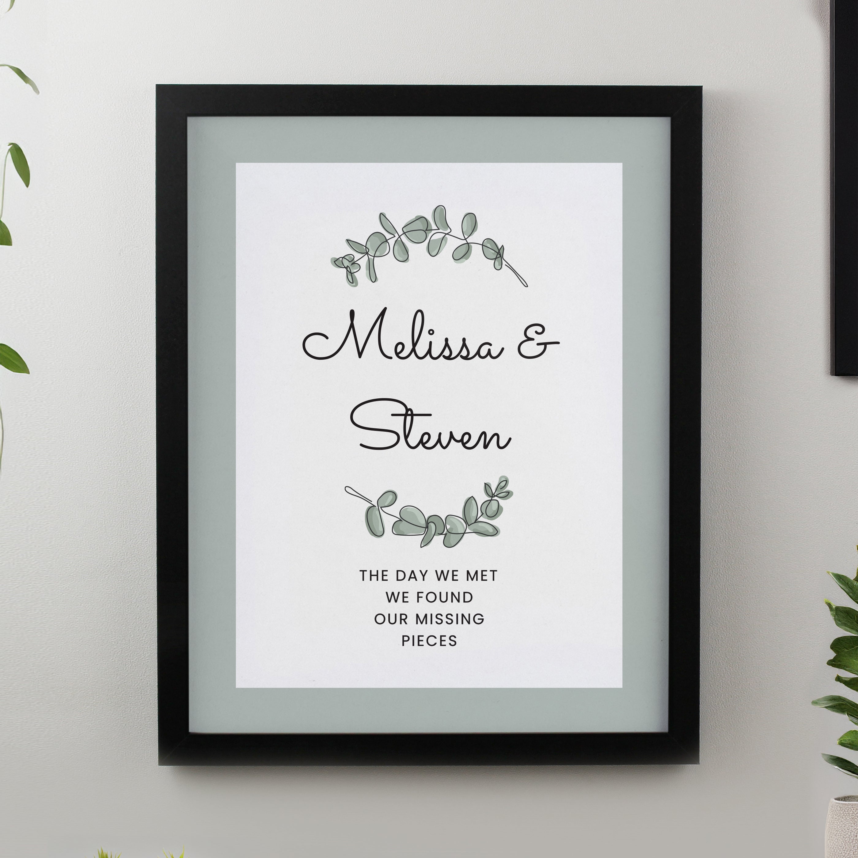 Personalised Botanical Black Poster Frame from Heartfelt Gifts